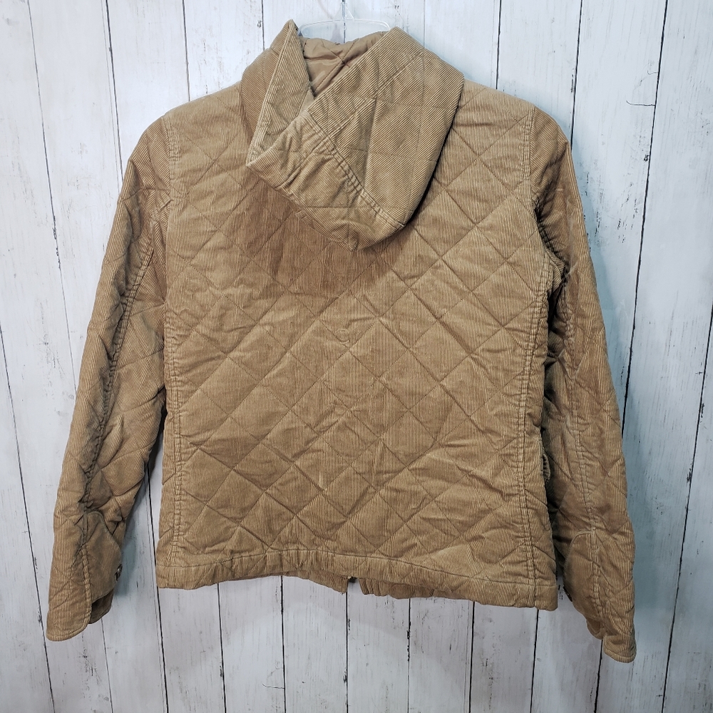 Vintage Ralph Lauren Tan Corduroy Duffle Jacket Toggles Hood Quilted Size Small. - Picture 6 of 9